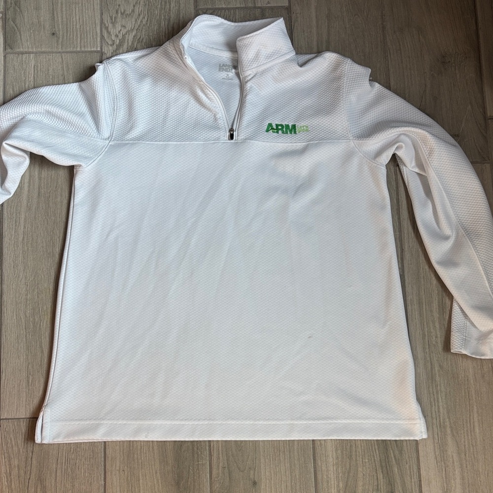 Lands' End White Zip-Up Sweater